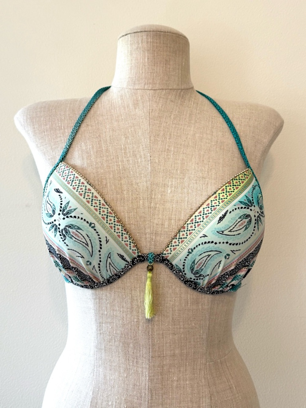 Shade & Shore Paisley Bikini Top with Tassel